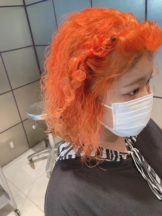 ミディアム カラー スキバサミを使わない カット🌼唯🌼のヘアスタイル