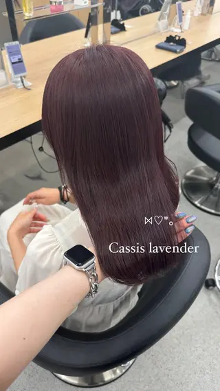 ロング カラー 暗髪🩶ラベンダー/ ブルー/ユウナ🤍のヘアスタイル