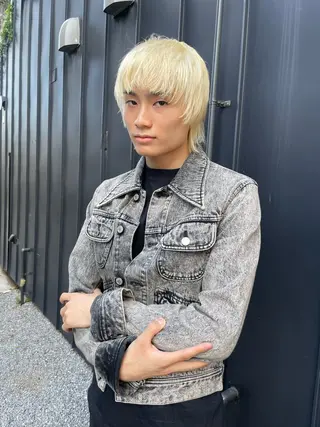 ショート カラー メンズ スパイラルパーマ 🌐hina⭐️のヘアスタイル