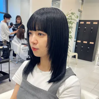 セミロング カラー 髪質改善/透明感カラ ー/縮毛/ meiのヘアスタイル