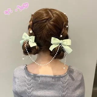 ヘアアレンジ 顔周り/ガーリー /ヘアメ/あつはのヘアスタイル