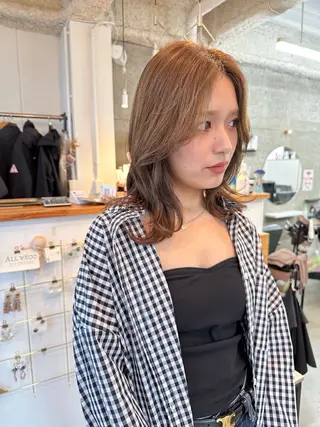 セミロング カラー 八谷 将平のヘアスタイル