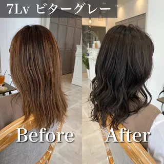 セミロング カラー ブリーチなし✨艶髪 カラー𓃲YAGIのヘアスタイル
