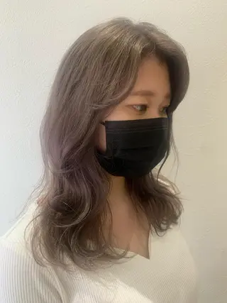 セミロング カラー hub hair レイヤー/透明感のヘアスタイル
