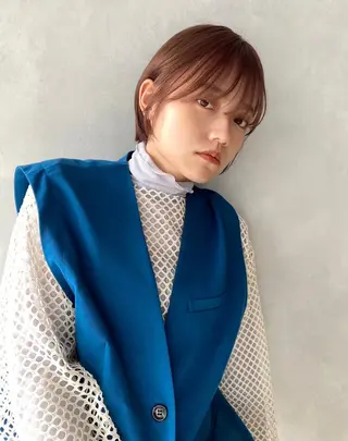 ミディアム カラー パーマ CEINE loqのヘアスタイル