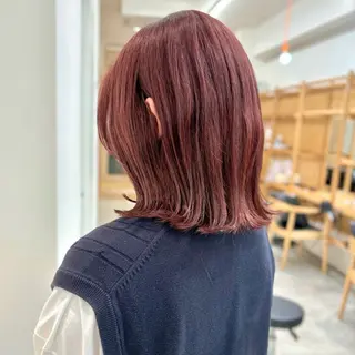 ミディアム カラー ヘアアレンジ パーマ/暖色/ボブ イワタテ🇰🇷のヘアスタイル