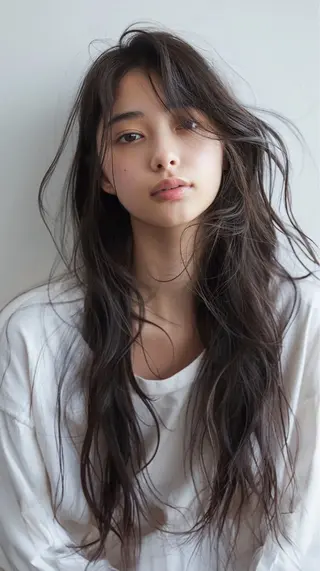 ロング 安田 純香のヘアスタイル