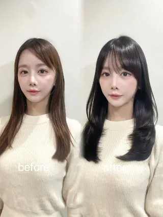 ミディアム カラー HINA🎀韓国ヘア エクステ/小顔カットのヘアスタイル