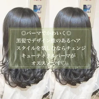 ミディアム 福岡口コミNo1🎀 コテ巻き風パーマ専門のヘアスタイル