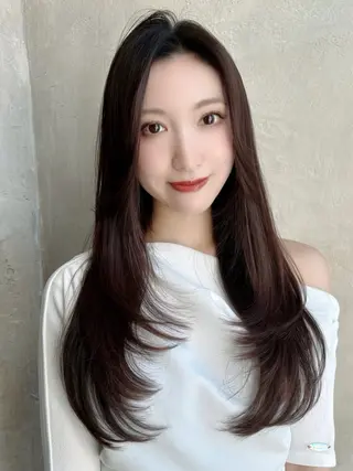 ロング カラー パーマ 新宿✨顔周りカット 韓国ヘア/坂本亜裟海のヘアスタイル