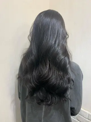 ロング カラー パーマ ヘアアレンジ きむえり/髪質改善 /うねり広がり改善のヘアスタイル
