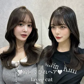 セミロング カラー ヘアアレンジ 🩷韓国ヘア/ヨシン モリ🩷Maikaのヘアスタイル