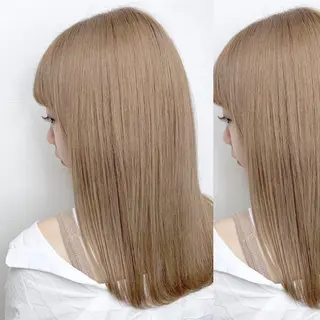 セミロング カラー JuNブリーチに 縮毛矯正するプロのヘアスタイル
