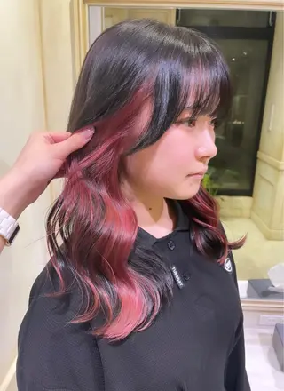 ロング カラー 🌷ピンク/韓国風 暖色カラー ゆい🌷のヘアスタイル