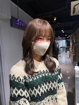 ミディアム カラー NANAMI🩵 大人可愛い韓国ヘアのヘアスタイル