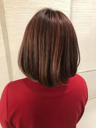 ミディアム カラー レイヤーカット 早崎太生のヘアスタイル