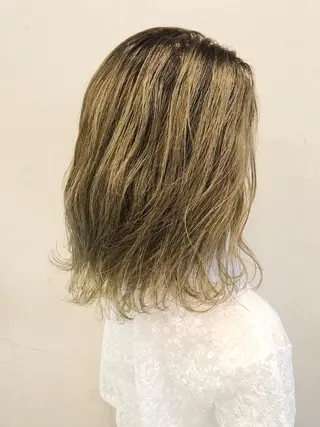ミディアム カラー ケアブリーチ /髪質 改善/古橋圭史郎のヘアスタイル
