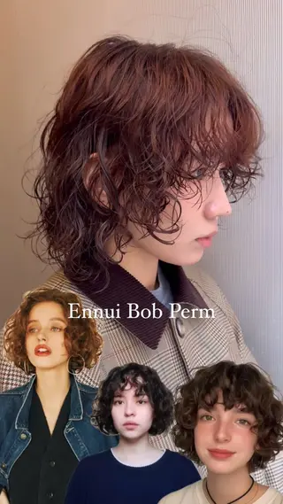 ミディアム パーマ 暖色カラー/パラッと Bob/モエのヘアスタイル