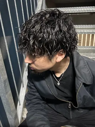 ミディアム パーマ 本町/新町/心斎橋 透明感カラーSANCのヘアスタイル