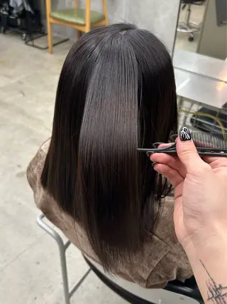 ミディアム カラー 韓国風寒色カラー🖤 /縮毛/suzunoのヘアスタイル