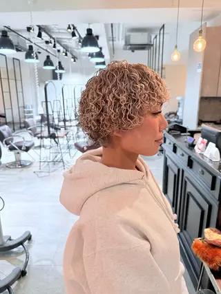 ショート パーマ メンズ キッズ BRAIDS💎愛子 大人ハイライト💎のヘアスタイル