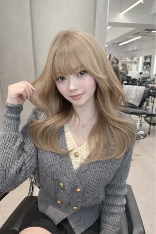 セミロング カラー 🫧ミルクティー ブリーチRIKU🫧のヘアスタイル