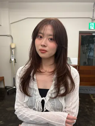 セミロング 透明感カラー/顔周り カット/ののか💞のヘアスタイル