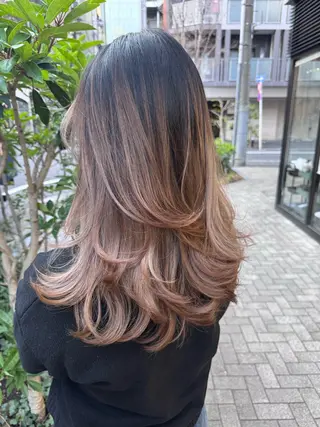 セミロング レイヤーカットモデル 募集/藤原一真のヘアスタイル