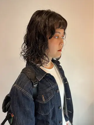 ミディアム パーマ Agu  hair  grove 金沢八日市店所属・名竹聖治/透明感 カラー/縮毛矯正のヘアスタイル
