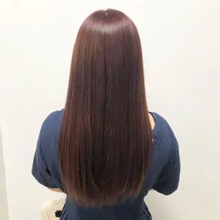 セミロング カラー ブリーチ縮毛矯正加藤 赤み無し透明感ヘアのヘアスタイル
