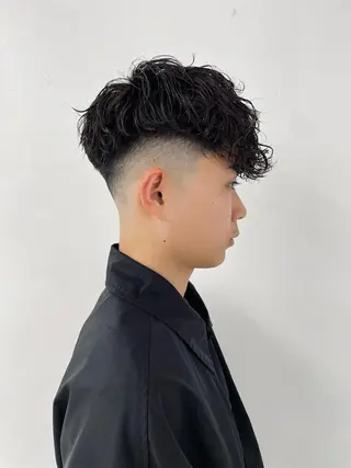 パーマ メンズ スパイキーパーマ 柏NO1 藤本葉のヘアスタイル