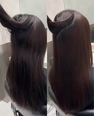 セミロング 縮毛矯正クロスパーマ 益子達也のヘアスタイル