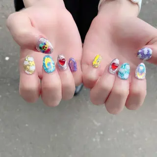 ミディアム カラー パーマ ヘアアレンジ メンズ キッズ ネイル マツエク・マツパ アイブロウ Salon Kのネイルデザイン