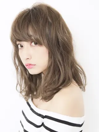 カラー ヘアアレンジ フェザーパーマ/ ダブルカラー/藤田のヘアスタイル