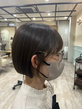 ショート ショートボブモデル縮 毛艶髪津田パーマのヘアスタイル