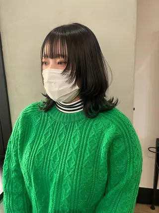ミディアム カラー パーマ ヘアアレンジ Megu/ベージュ/ 透明感カラーのヘアスタイル