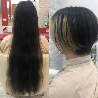 ショート まさき✂︎ブリーチ／ デザインカラーのヘアスタイル