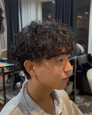 パーマ メンズ 漢眉毛/メンズパーマ /メッシュ/ヒロヤのヘアスタイル