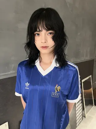 ミディアム パーマ 田中 里奈のヘアスタイル