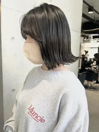 セミロング カラー パーマ ヘアアレンジ 透明感/オリーブ/ グレージュ/YUKAのヘアスタイル