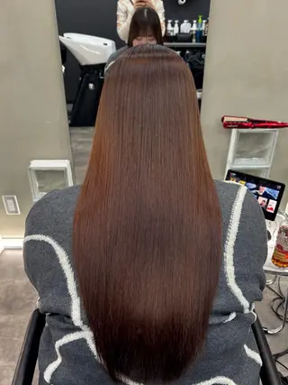 ロング 髪質改善ストレート/ ブリーチ／渋谷　福田のヘアスタイル