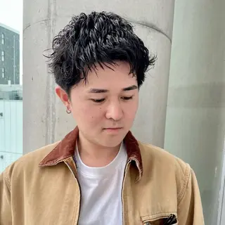 ショート パーマ メンズ ⚾️横浜メンズカット 阿部龍馬🍺🍔のヘアスタイル