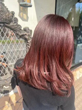 セミロング カラー hair make echo滿木あい花のヘアスタイル