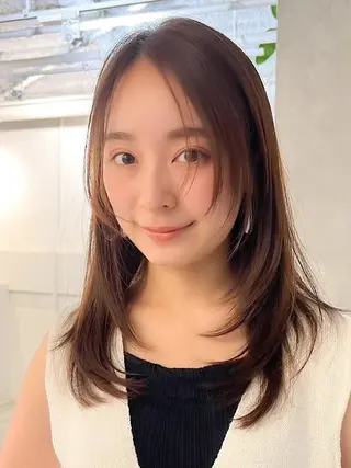 セミロング カラー お悩み解決縮毛矯正 レイヤー達人柴崎大樹のヘアスタイル