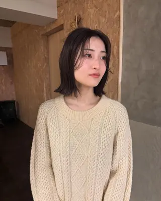 ミディアム カラー パーマ 落合 妙佳のヘアスタイル