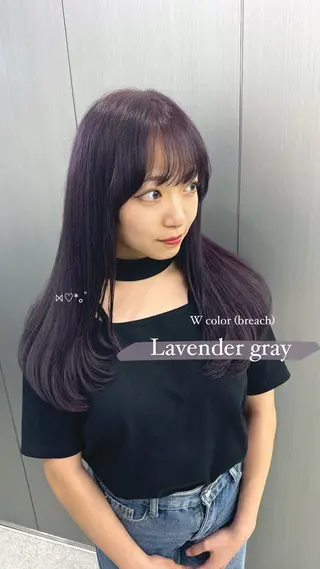ロング カラー 暗髪🩶ラベンダー/ ブルー/ユウナ🤍のヘアスタイル
