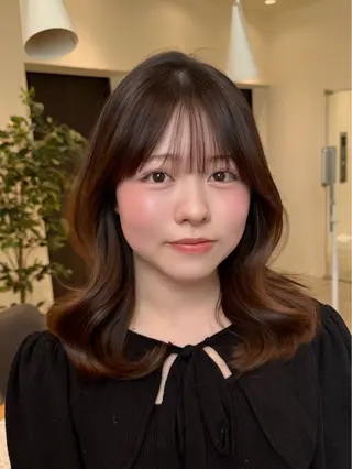 ミディアム fitするカット♡ 暖色/ふうか◠‿◠のヘアスタイル