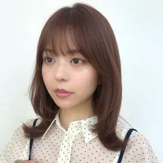 ミディアム カラー 顔まわり🥨レイヤー /透明感/水口舞奈のヘアスタイル