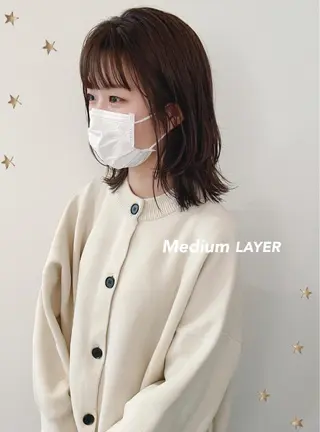 ミディアム カラー 市川 千夏のヘアスタイル