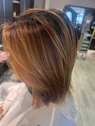 セミロング 【南草津】髪質改善 ヘナカラー＆縮毛矯正のヘアスタイル